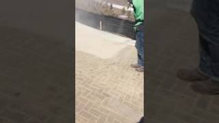 Sandblasting concrete to remove stain  sealed [upl. by Harrus]