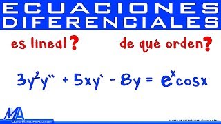 Orden y linealidad de las Ecuaciones Diferenciales [upl. by Asinla815]