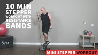 10 Minute Upper Body Stepper Workout w Resistance Bands [upl. by Helgeson]