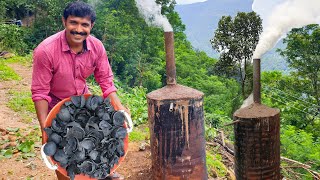 Coconut Shell Charcoal Making at Home  How to make Coconut Shell Charcoal at Home [upl. by Malek]