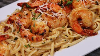 The Secret To Make A Delicious Creamy Shrimp Scampi Pasta Recipe  30 Minute Meal [upl. by Ideih]