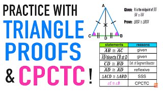 Triangle Congruence Proofs Practice with CPCTC [upl. by Annawot]