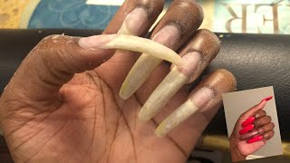 Extremely Long Natural Curve Nails  Nail Shop Vlog [upl. by Alistair]