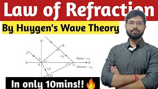 Law of Refraction using Huygens wave theory  proof of Law of refraction wave theory Abhishek sir [upl. by Anima]