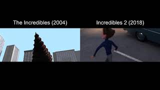 The Incredibles and Incredibles 2 Underminer Scene Comparison [upl. by Trey]