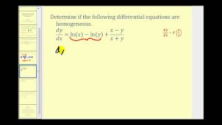 Determine if a FirstOrder Differential Equation is Homogeneous  Part 1 [upl. by Nagn]