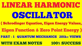 LINEAR HARMONIC OSCILLATOR IN QUANTUM MECHANICS  ONE DIMENSIONAL HARMONIC OSCILLATOR  PART  1 [upl. by Kiran]