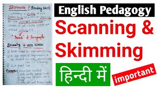 ENGLISH PEDAGOGY  Skimming and Scanning Reading Skills  REET  MPTET PTET DSSSB  KVS CTET 2022 [upl. by Rosenfeld248]