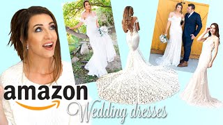 AMAZON WEDDING DRESSES Affordable wedding dress tryon haul and review [upl. by Eveam]