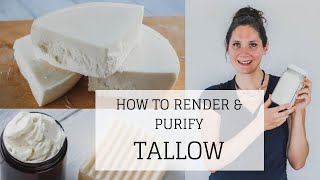 How to Render and Purify Tallow  ODORLESS WHITE WET METHOD  Bumblebee Apothecary [upl. by Trainor927]