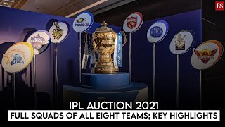 IPL Auction 2021 Full squads of all eight teams key highlights [upl. by Sackey]