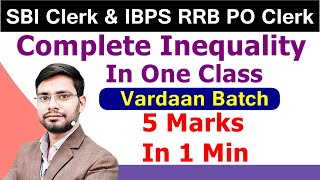 Inequality Reasoning Tricks In Hindi  Either Or  SBI Clerk 2021  IBPS RRB PO Clerk Vardaan Batch [upl. by Faythe]