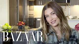 Hailey Biebers Guide to Skincare Minimal Makeup amp SelfCare  BAZAAR Beauty QampA  Harpers BAZAAR [upl. by Eldridge]