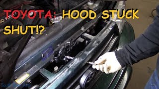 How To Open A Hood That Is Stuck Shut  Toyota [upl. by Yllim]