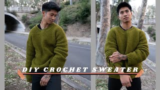 CROCHET SWEATER TUTORIAL FOR BEGINNERS  how to crochet an oversized pullover sweater EASY 💫 [upl. by Anigger]