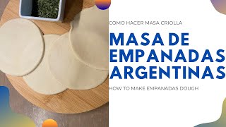 MASA de empanadas ARGENTINAS🇦🇷 RÁPIDA Y ECONÓMICA [upl. by Rebane]