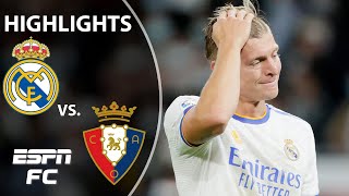 Real Madrid Osasuna play to 00 draw  LaLiga Highlights  ESPN FC [upl. by Corabel]