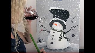 How to Paint the Cutest Snowman 1 with Acrylics  Paint and Sip at Home [upl. by Raimund]