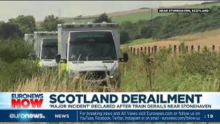 Scotland derailment Major incident declared after train derails near Stonehaven [upl. by Odravde]