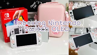 Unboxing Nintendo Switch OLED in White  Accessories [upl. by Marion243]