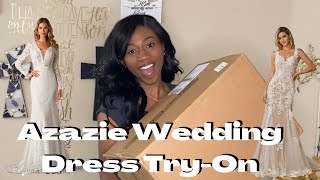 TRYING ON WEDDING DRESSES FROM AZAZIE  AFFORDABLE WEDDING DRESS HAUL [upl. by Adym]