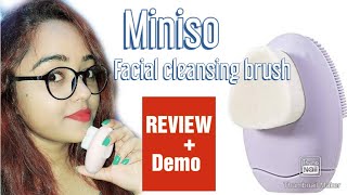 MINISO FACIAL CLEANSING BRUSH  REVIEW  DEMO [upl. by Eerdua]