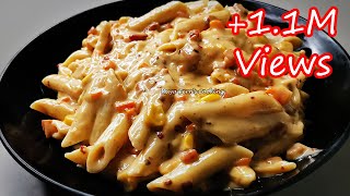 HOW TO MAKE PENNE PASTA IN CREAMY CHEESY WHITE SAUCE  PASTA IN WHITE SAUCE  WHITE SAUCE PASTA [upl. by Antonino524]