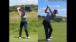 Justin Thomas golf swing  Long Iron faceon amp downtheline July 2017 [upl. by Sonstrom]