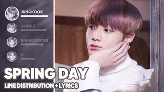 BTS  Spring Day Line DistributionLyrics Color Coded PATREON REQUESTED [upl. by Ram883]