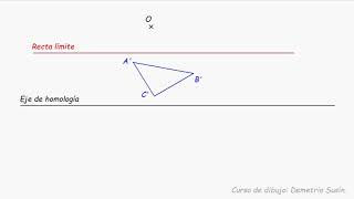 Hallar el triángulo homólogo dados el centro el eje de homología y una recta límite Tutorial fácil [upl. by Reham317]