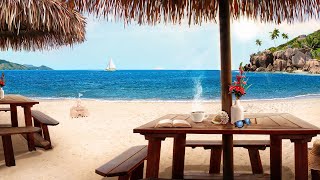 Beach Cafe Ambience tropical music ocean waves amp no worries [upl. by Narah698]