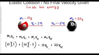 Perfect Elastic Collision  No Final Velocity Given [upl. by Ayar]