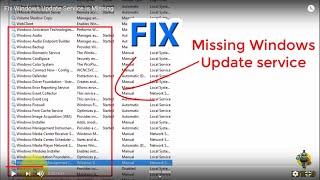 Fix Windows Update Service is Missing [upl. by Jemimah]