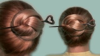 Простая Прическа Своими Руками Видео Пучок с Палочками для Волос Simple Hairstyle with Hair Sticks [upl. by Nyletac]