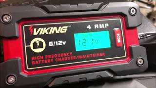 Harbor Freight  Viking 4 AMP Battery Charger Review And Demo 63350 [upl. by Yztim]